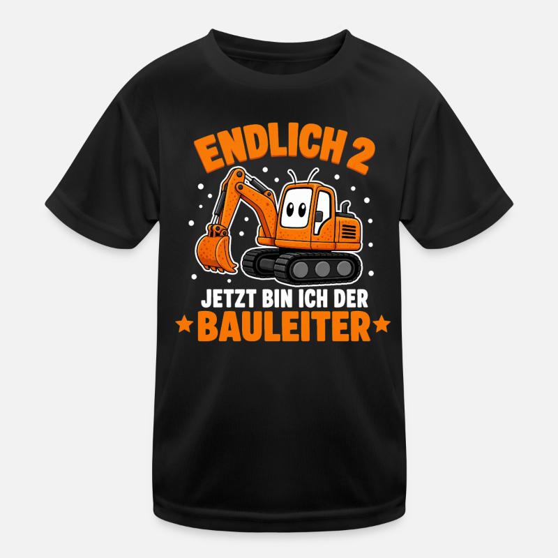 Kinder 2. Geburtstag Bagger  Kinder Funktions-T-Shirt