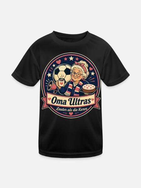 Oma Ultras - Kinder Funktions-T-Shirt - Schwarz - Vorne