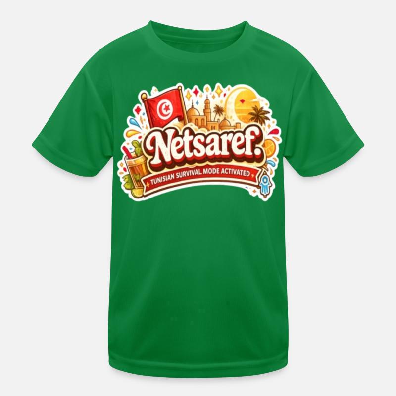 Netsaref – Lustiges tunesisches Überlebensmodus-Design Kinder Funktions-T-Shirt