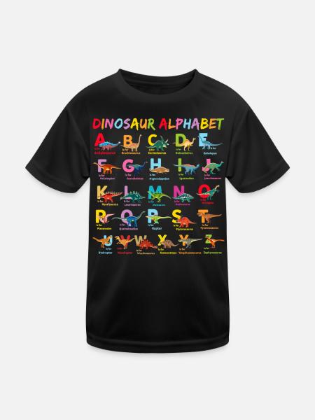 Alphabet Dinosaurier Alphabet Child - Kinder Funktions-T-Shirt - Schwarz
