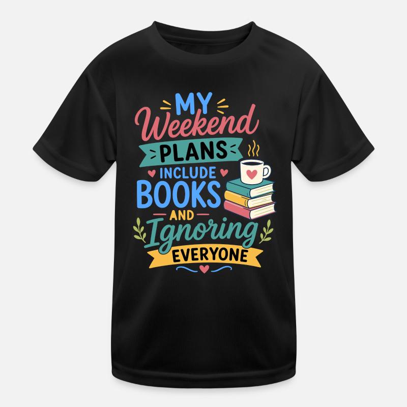Reading Books Novel Fan Bookworm Design Kids Functional T-Shirt