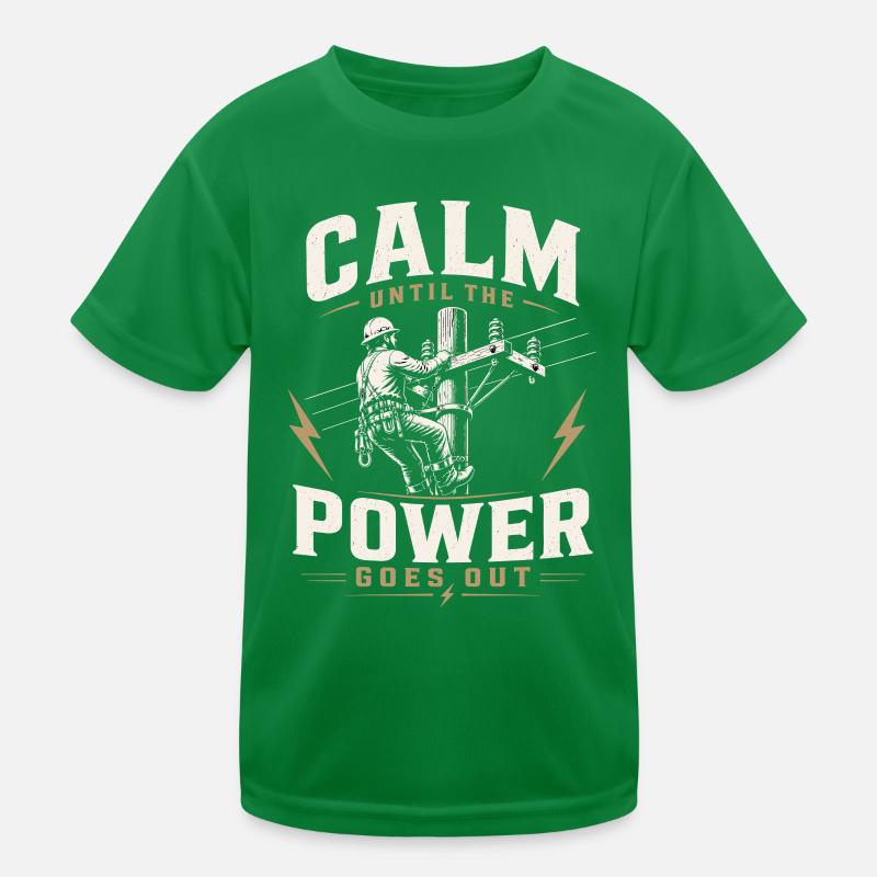Electrician Work Electricity Cable Motif Kids Functional T-Shirt