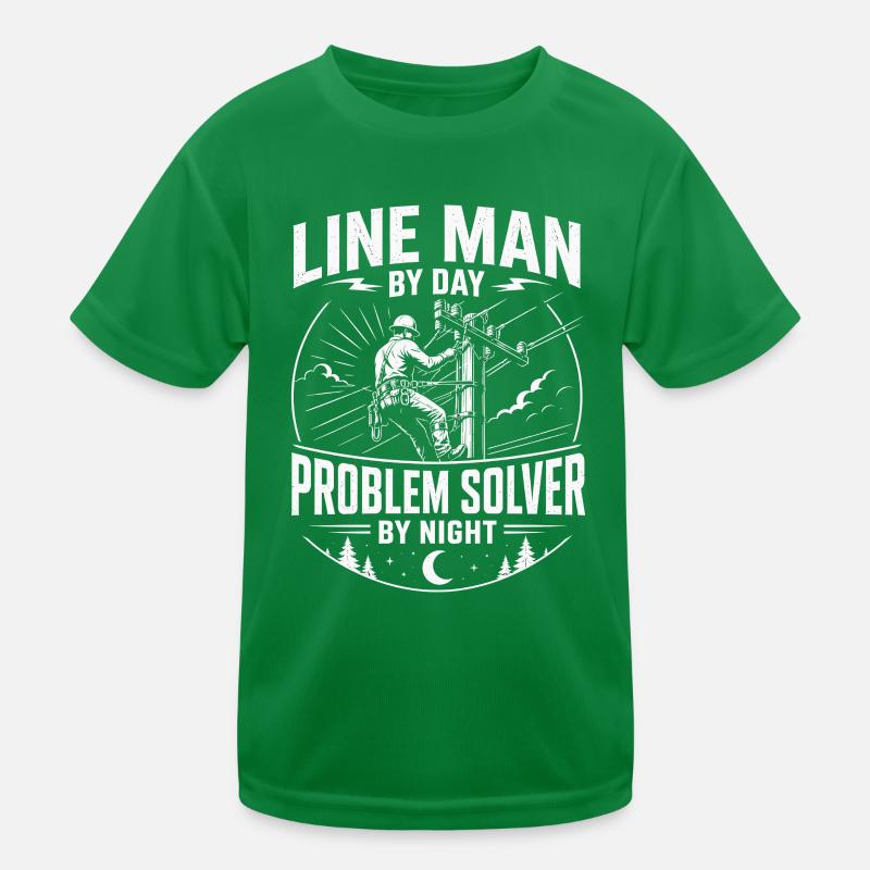 Power Line Cable Technician Motif Kids Functional T-Shirt