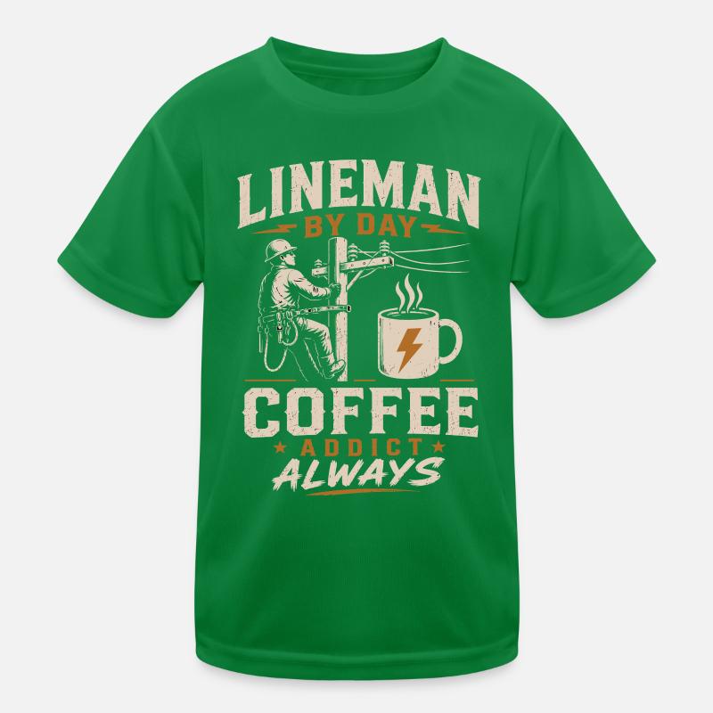 Strom Techniker Kaffee Kabel Arbeit Kinder Funktions-T-Shirt