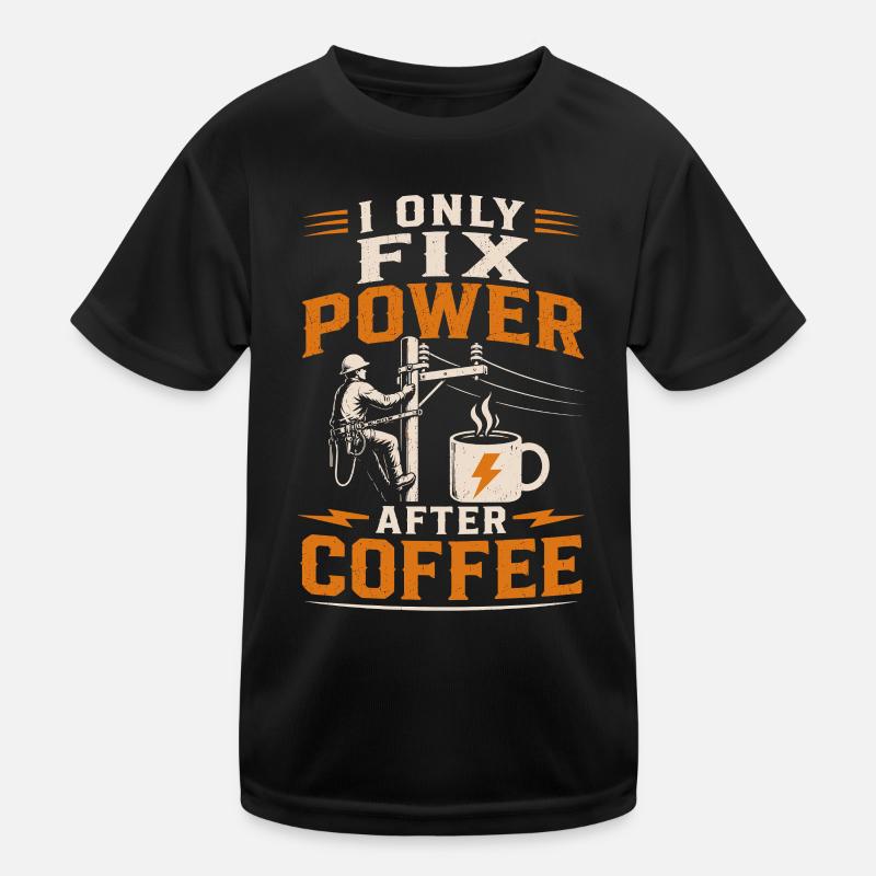 Electrician Coffee Voltage Cable Technology Kids Functional T-Shirt