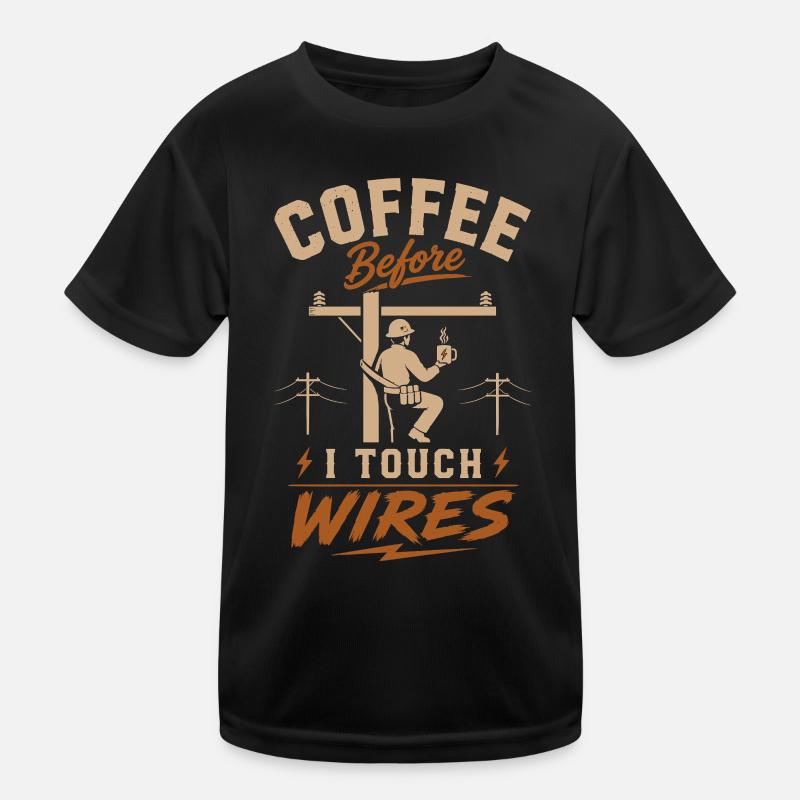Kaffee Bevor Ich Kabel Anfasse Kinder Funktions-T-Shirt