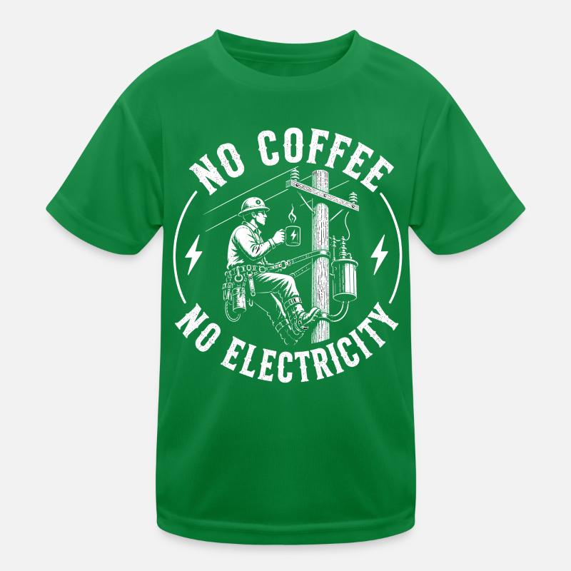 No power supply without coffee Kids Functional T-Shirt