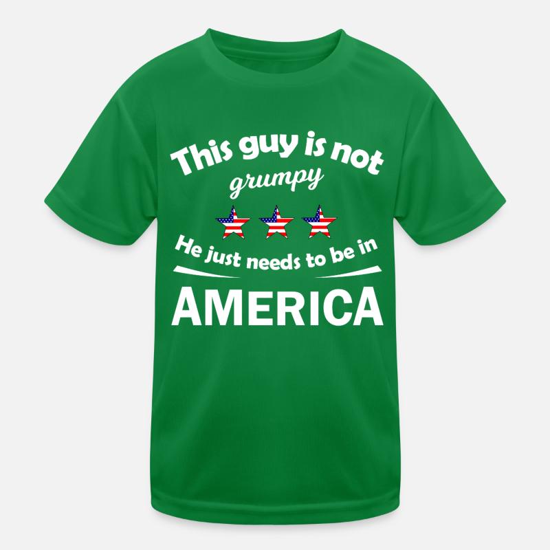 Not Grumpy Guy in America Kids Functional T-Shirt