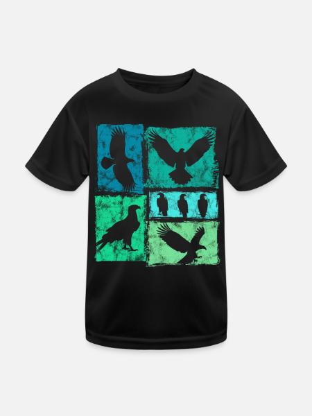 Adler Retro Grafik Vintage Tierdruck - Kinder Funktions-T-Shirt - Schwarz - Vorne