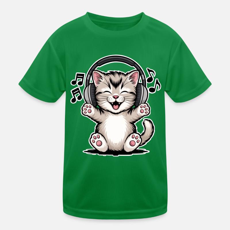 Katze Musik  Kinder Funktions-T-Shirt