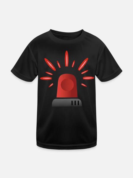 Red Siren Warning Light - Kids Functional T-Shirt - black - Front