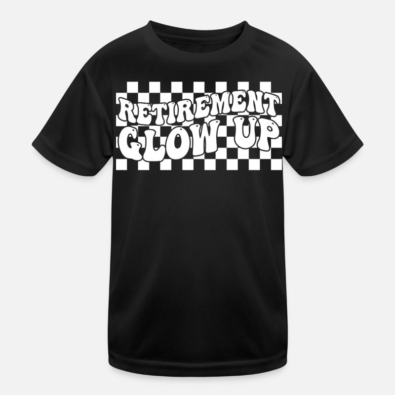 Retirement Glow Up Retro Checkerboard Retirement Kids Functional T-Shirt