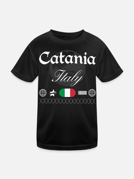 Catania Italien Streetwear Reise Souvenir - Kinder Funktions-T-Shirt - Schwarz - Vorne