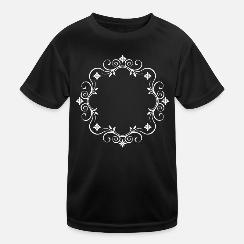 Ornament-Ring Blütenrahmen weiß - Wunschtext Kinder Funktions-T-Shirt