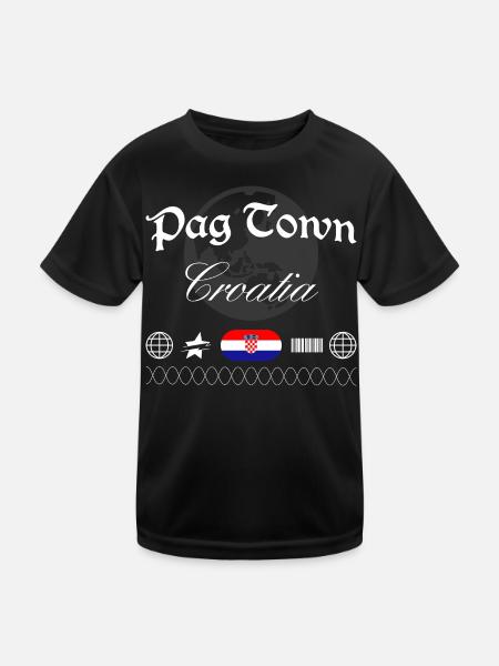 Pag Kroatien Streetwear Reise Souvenir - Kinder Funktions-T-Shirt - Schwarz - Vorne