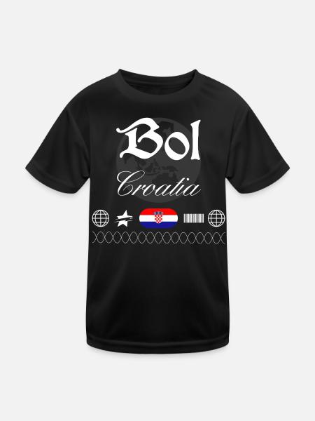 Bol Croatia Streetwear Travel Souvenir - Kids Functional T-Shirt - black - Front