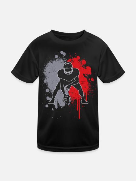 American Football Farbklecks Herren Football - Kinder Funktions-T-Shirt - Schwarz - Vorne