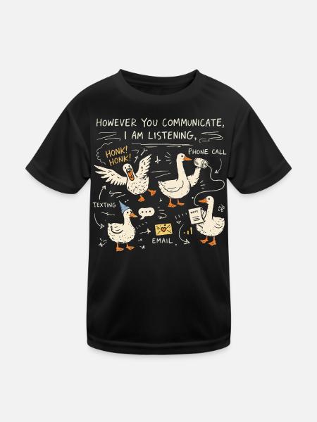 Je Suis À L'Écoute Oies Humour | Cadeau Orthophoni - T-shirt sport Enfant - noir - Devant