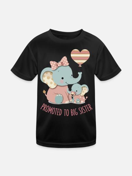 Gender Reveal Babyparty wird zur Big Sister befördert - Kinder Funktions-T-Shirt - Schwarz - Vorne