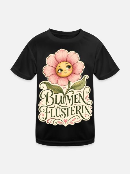 Blumen Flüsterin - Kinder Funktions-T-Shirt - Schwarz - Vorne