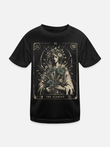 Florist Arcana Style Floral Vintage Art - Kids Functional T-Shirt - black - Front