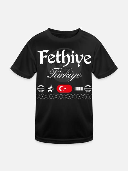 Fethiye Türkei Streetwear Reise Souvenir - Kinder Funktions-T-Shirt - Schwarz - Vorne
