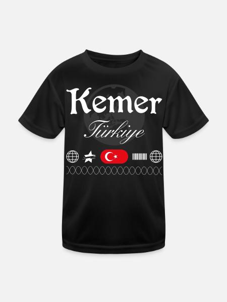 Kemer Turkey Streetwear Travel Souvenir - Kids Functional T-Shirt - black - Front