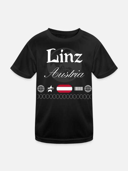 Linz Austria Streetwear Travel Souvenir - Kids Functional T-Shirt - black - Front