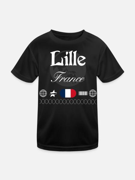 Lille Frankreich Streetwear Reise Souvenir - Kinder Funktions-T-Shirt - Schwarz - Vorne