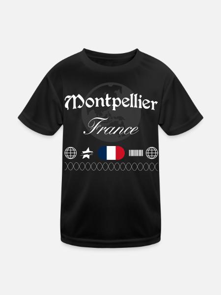 Montpellier Frankreich Streetwear Reise Souvenir - Kinder Funktions-T-Shirt - Schwarz - Vorne