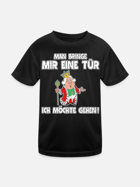 Königliche Spaßfigur mit Krone | bitte geh jetzt - Kinder Funktions-T-Shirt - Schwarz - Vorne