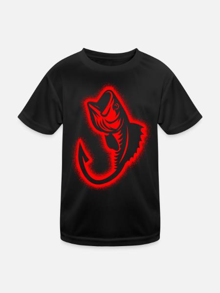 Angel Angeln Jungen Kinder Herren Angler - Kinder Funktions-T-Shirt - Schwarz - Vorne