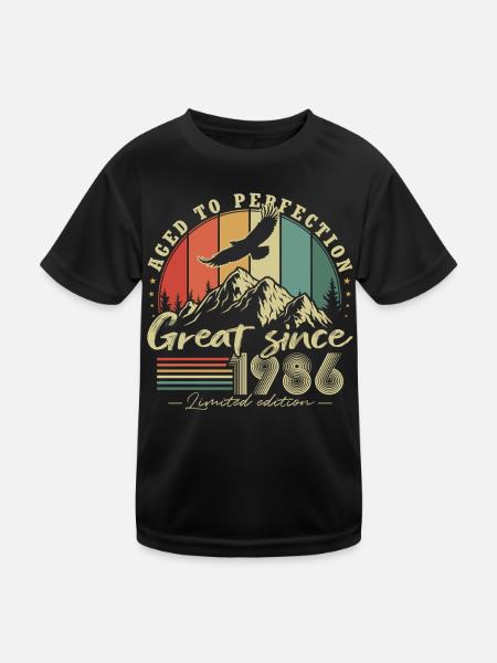 1986 Jahrgang Vintage Geburtstag Retro Geschenk  - Kinder Funktions-T-Shirt - Schwarz - Vorne