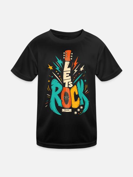 Rock Guitar Burst Artwork - Kids Functional T-Shirt - black - Front