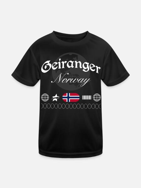 Geiranger Norway Streetwear Travel Souvenir - Kids Functional T-Shirt - black - Front
