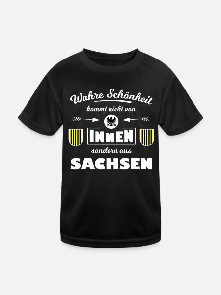 Wahre Schönheit aus Sachsen - Kinder Funktions-T-Shirt - Schwarz - Vorne