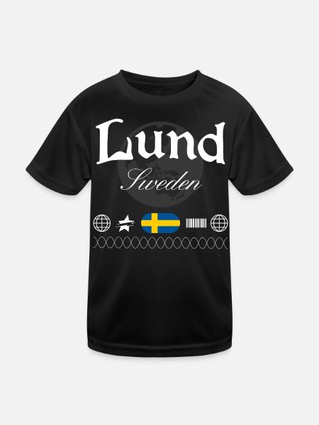 Lund Schweden Streetwear Reise Souvenir - Kinder Funktions-T-Shirt - Schwarz - Vorne
