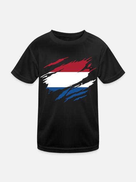 Flag of the Netherlands Holland - Kids Functional T-Shirt - black - Front