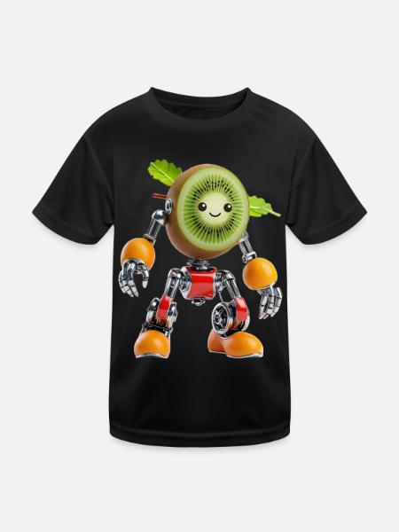 Robot Kiwi mignon : Cyborg synthétique organique - T-shirt sport Enfant - noir - Devant