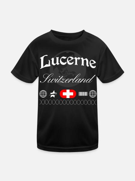 Souvenir de voyage streetwear de Lucerne en Suisse - T-shirt sport Enfant - noir - Devant