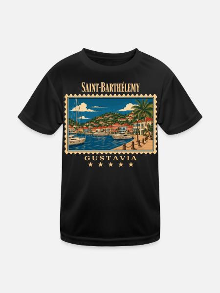 Saint-Barthélemy Gustavia Vintage Reisemarke - Kinder Funktions-T-Shirt - Schwarz - Vorne