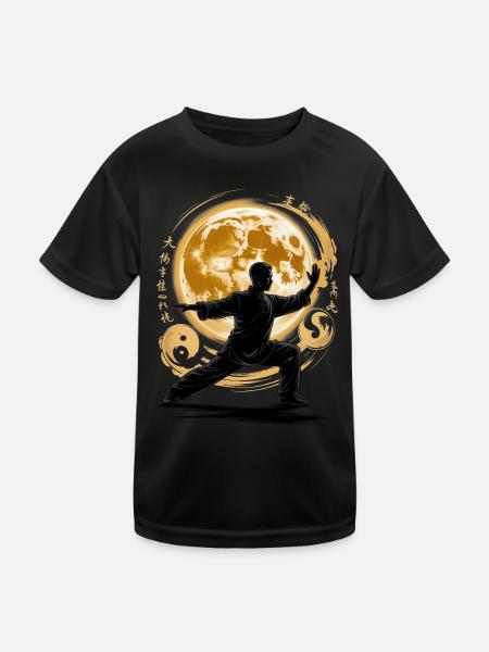 Tai Chi Zen Meditation – Chi Qigong Training - Kids Functional T-Shirt - black - Front