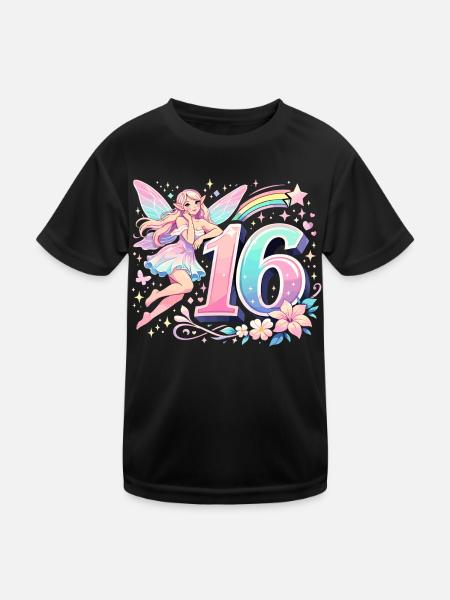 16th Birthday Elf – Pastel Graphic Design - Kids Functional T-Shirt - black - Front