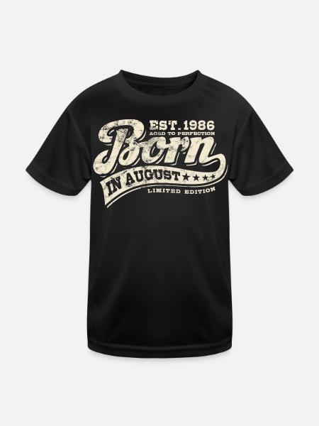 Born in August 1986 - Birthday - Gift - Kids Functional T-Shirt - black - Front