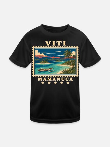 Fiji Mamanuca Vintage Travel Brand - Kids Functional T-Shirt - black - Front