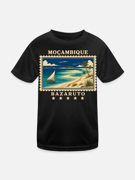 Mosambik Bazaruto Vintage Reisemarke - Kinder Funktions-T-Shirt - Schwarz - Vorne