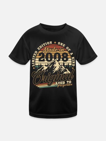 2008 Vintage Vintage Birthday Gift Retro - Kids Functional T-Shirt - black - Front