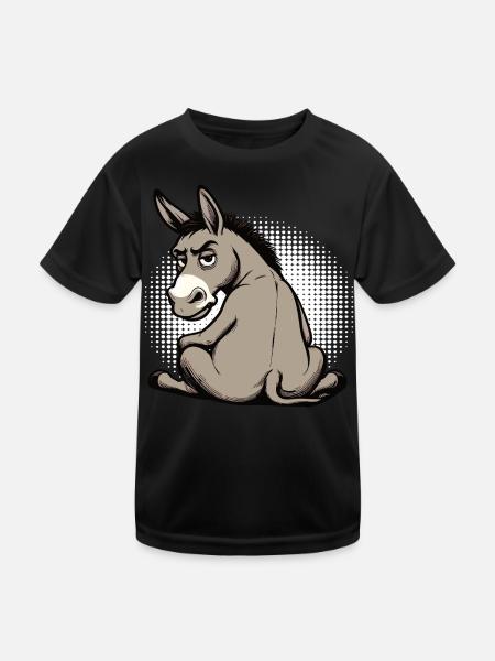 Esel Eselchen Eselhalter Muli Langohresel Muli - Kinder Funktions-T-Shirt - Schwarz - Vorne