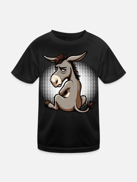 Esel Eselchen Eselhalter Muli Langohresel Muli - Kinder Funktions-T-Shirt - Schwarz - Vorne
