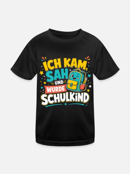 Schulkind - Kinder Funktions-T-Shirt - Schwarz - Vorne